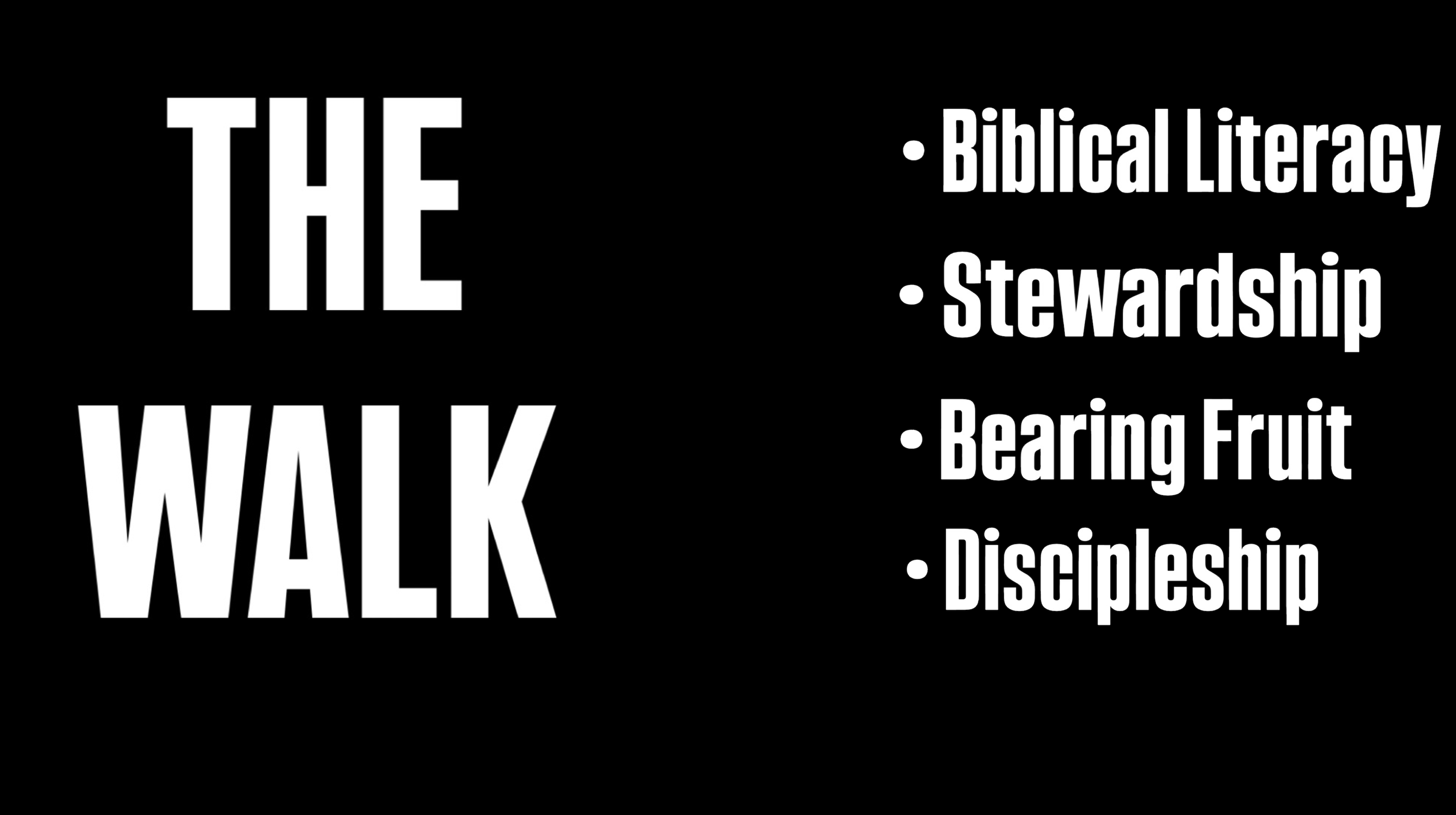 The Walk Topics: Biblical Literacy, Stewardship, Bearing Fruit, Discipleship